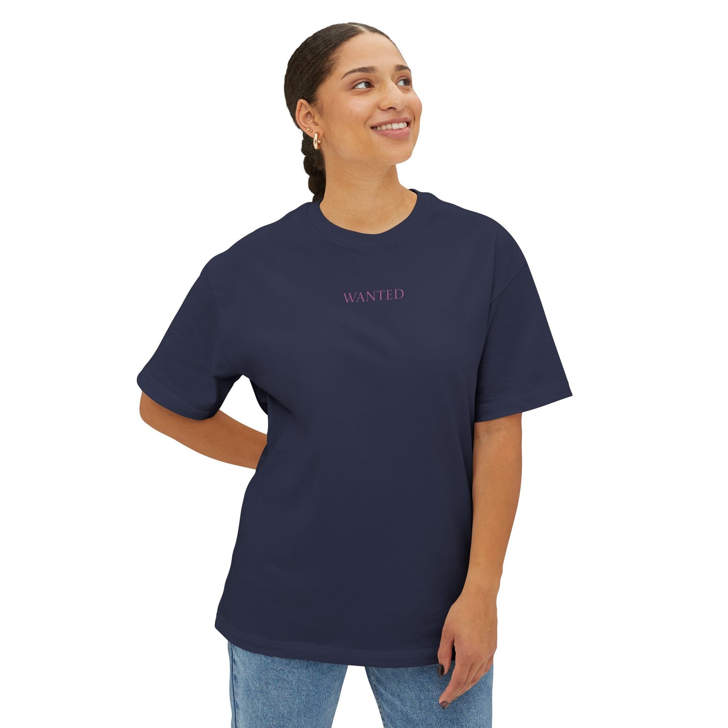 Oversized Tee "Wanted" with Bible Verse Back Print