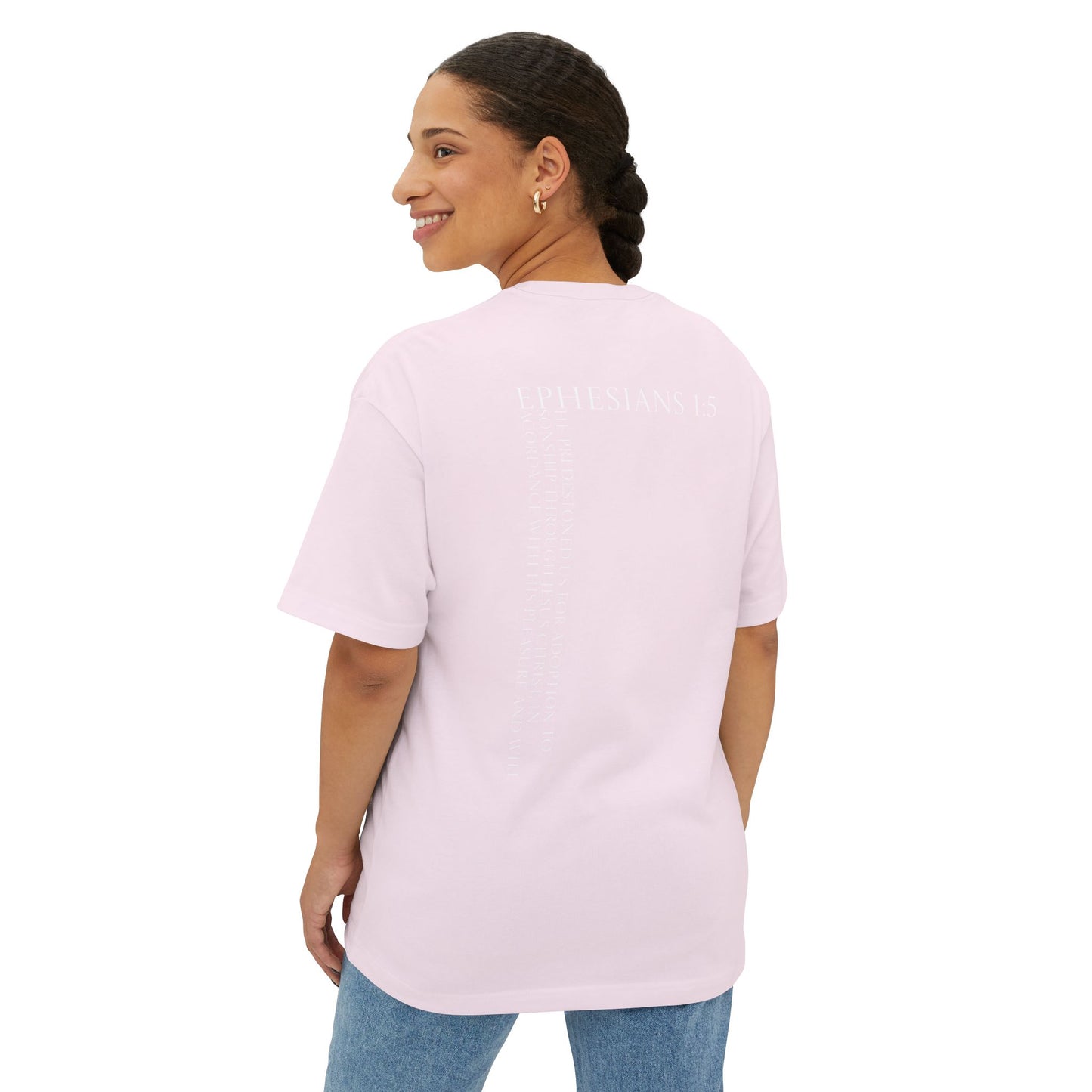 Oversized Tee "Wanted" with Bible Verse Back Print