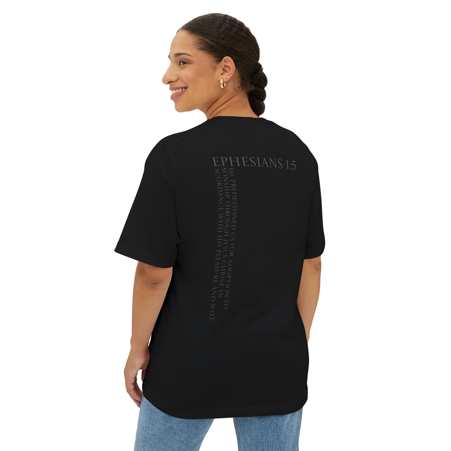 Oversized Tee "Wanted" with Bible Verse Back Print
