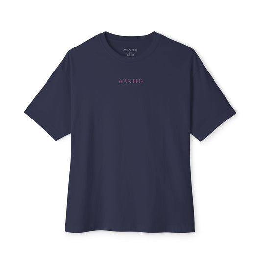 Oversized Tee "Wanted" with Bible Verse Back Print