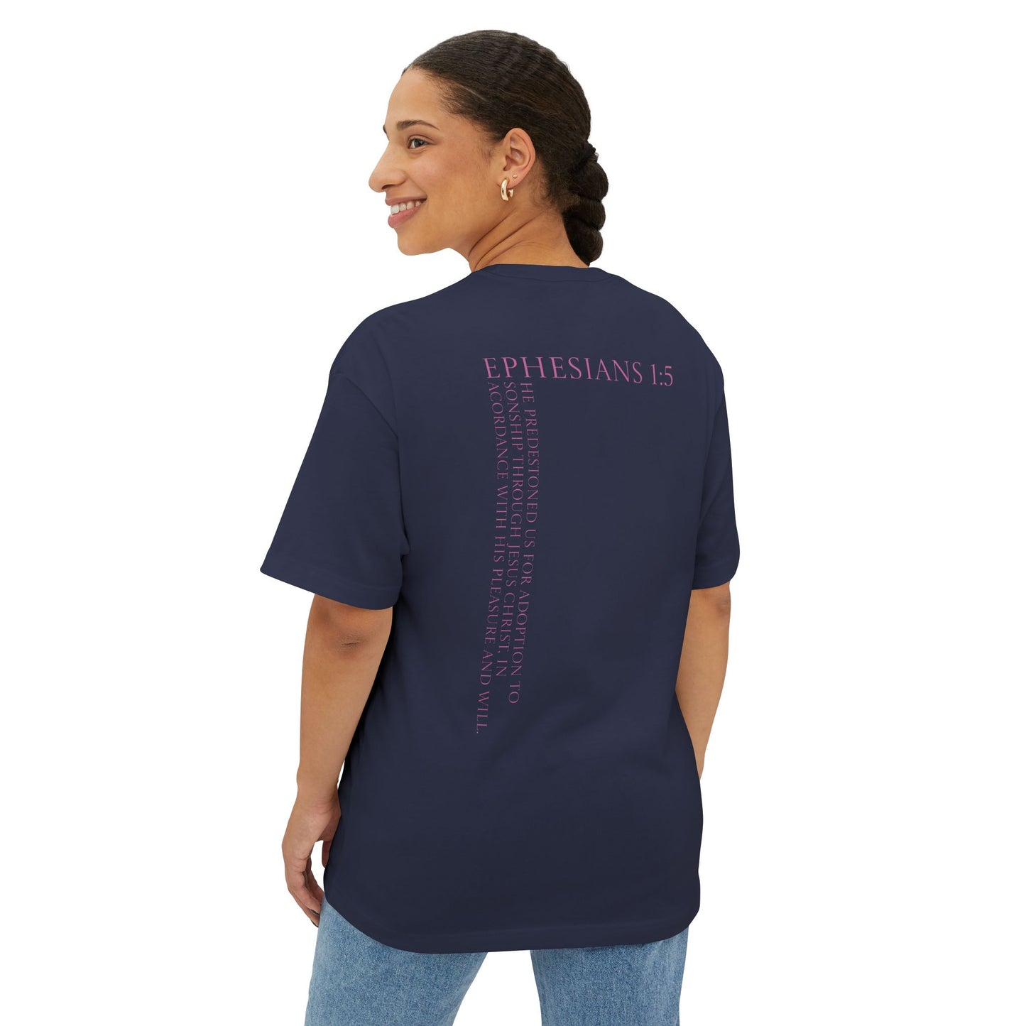 Oversized Tee "Wanted" with Bible Verse Back Print