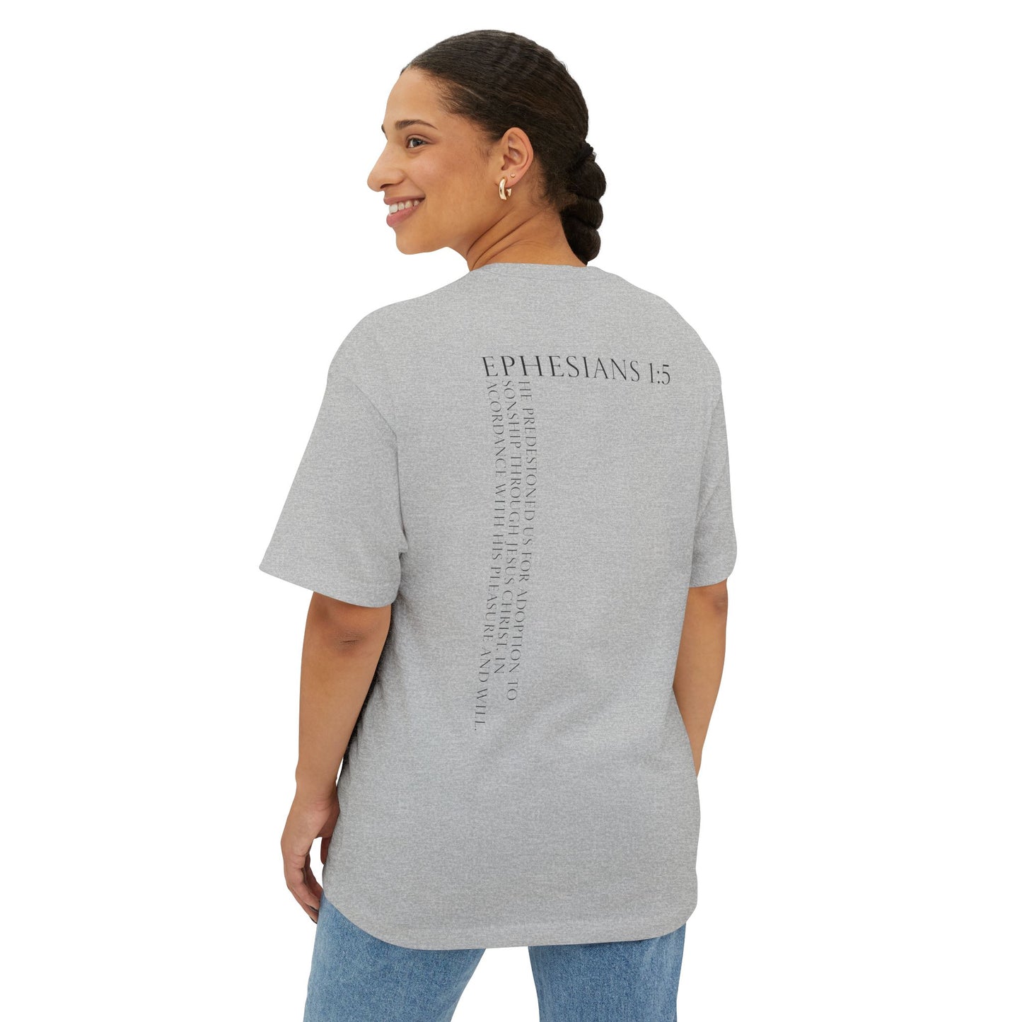 Oversized Tee "Wanted" with Bible Verse Back Print