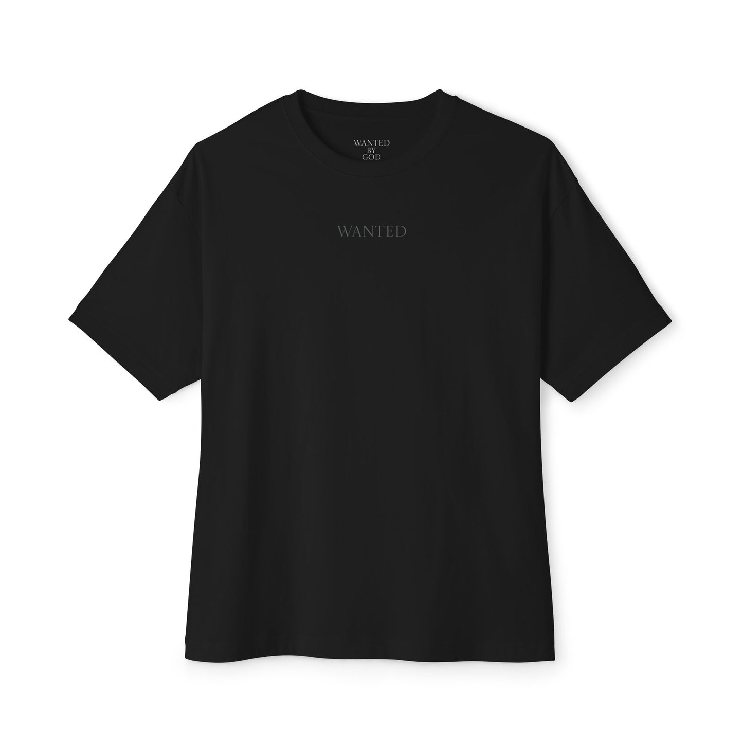 Oversized Tee "Wanted" with Bible Verse Back Print