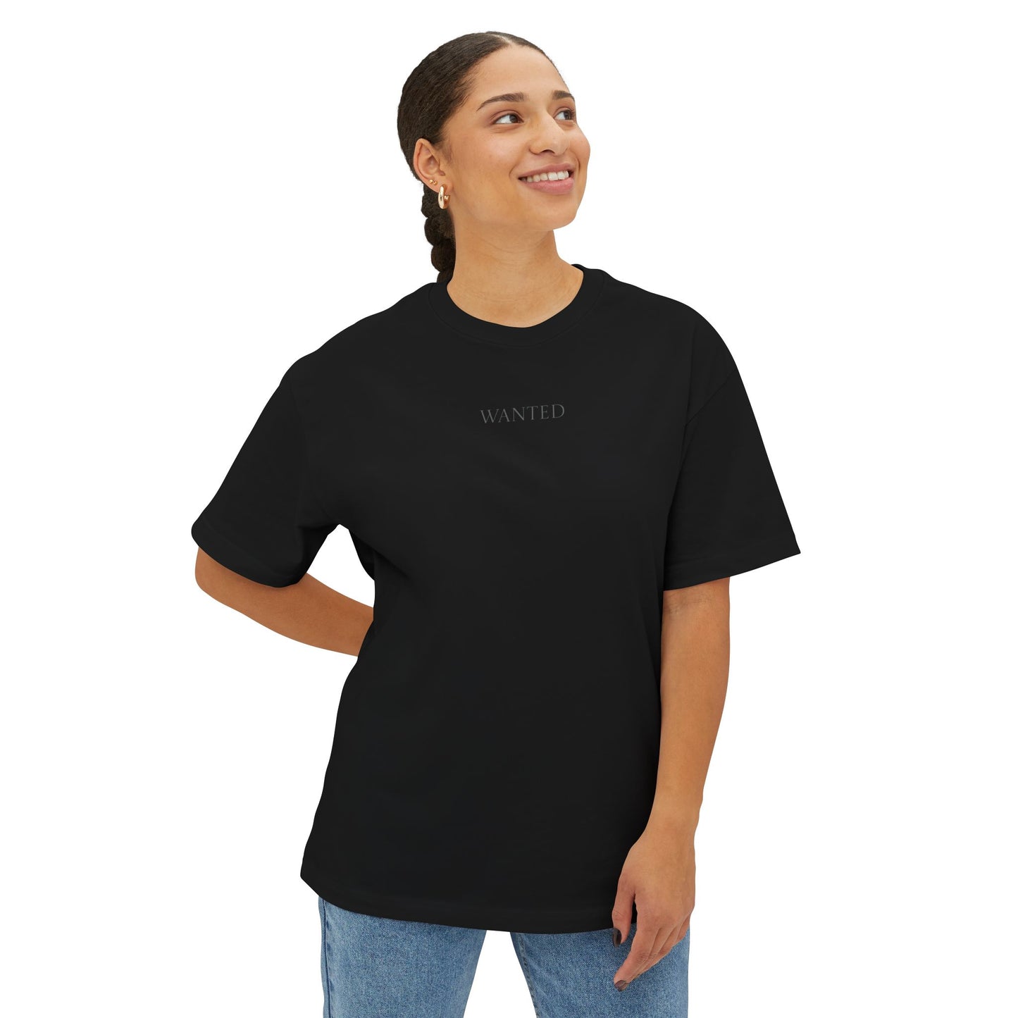 Oversized Tee "Wanted" with Bible Verse Back Print