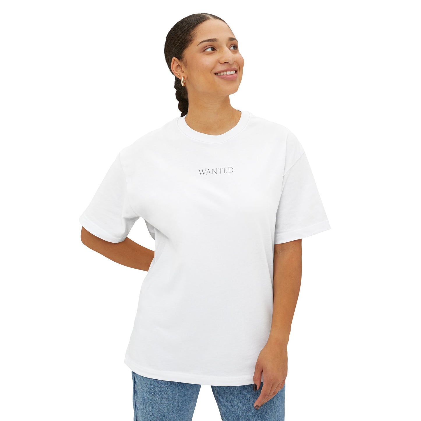 Oversized Tee "Wanted" with Bible Verse Back Print