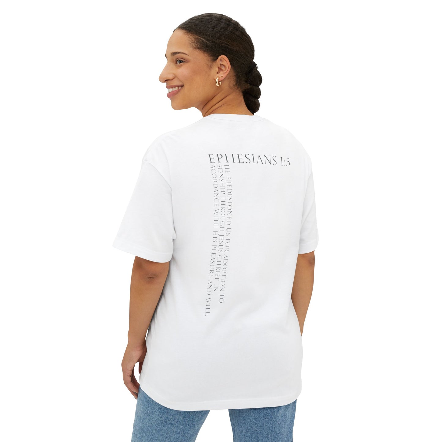 Oversized Tee "Wanted" with Bible Verse Back Print