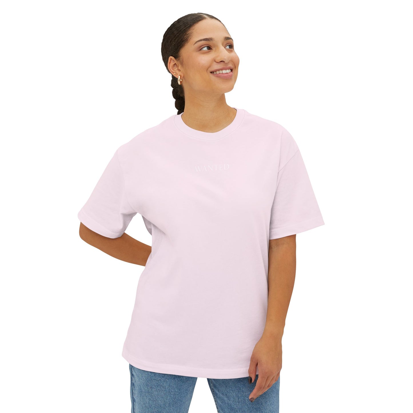 Oversized Tee "Wanted" with Bible Verse Back Print