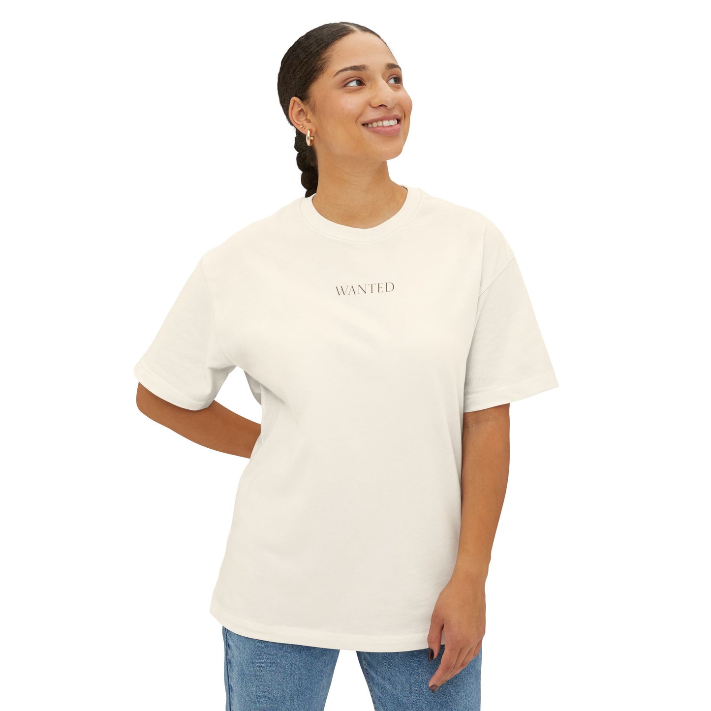 Oversized Tee "Wanted" with Bible Verse Back Print